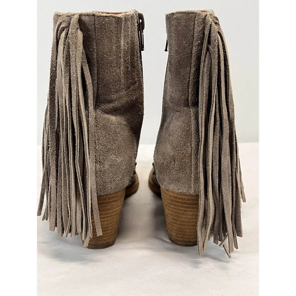 Jeffrey Campbell Free People Suede Boots Booties Sz 5 VGUC Fringe Studs